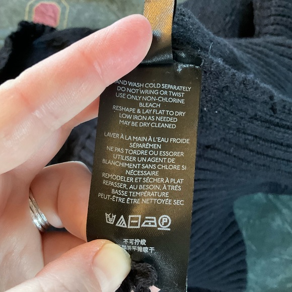 Anthropologie Pilcro Ruffle Shoulder Sweater Black Pullover Size M - Picture 9 of 9